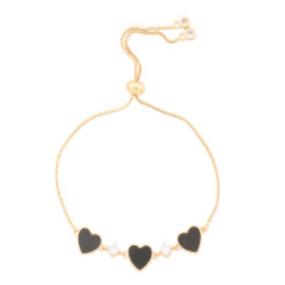 EYE CANDY LUXE Delicate Gold Black Bracelet Heart Gift Cottagecore